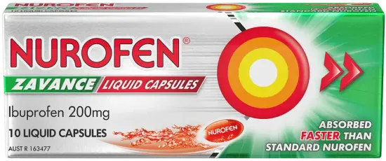 Nurofen Zavance Fast Pain Relief Liquid Capsules 200mg 10 pack.webp